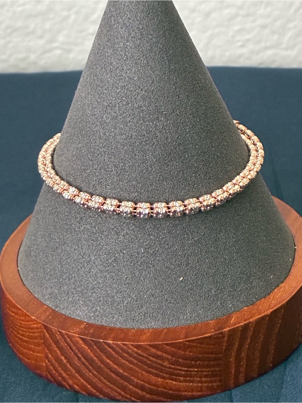 Sterling Silver Rose Gold and Silver Tone Bracelet 7” 3.7mm - Picture 7 of 7